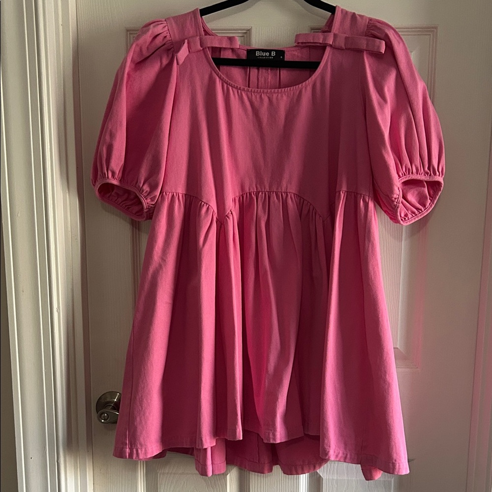 Chic Pink Puff Sleeve Dress or Tunic
